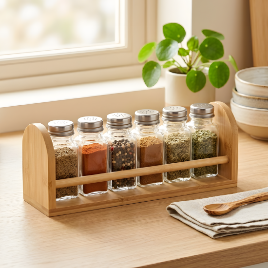 Glass Spice Jar Set - 6 Pieces 